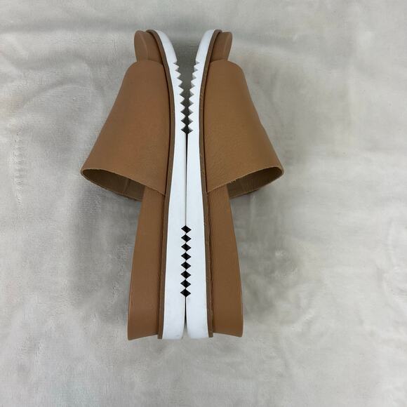 Eileen Fisher Touch Leather Flatform Sandal Size 9 Tan White Platform Thong - Picture 10 of 15